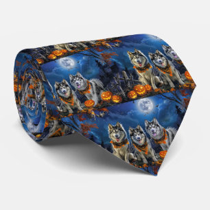Alaskan Malamute Halloween Spooky Neck Tie