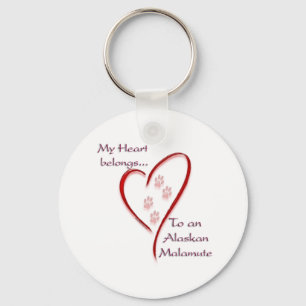 Alaskan Malamute Heart Belongs Keychain