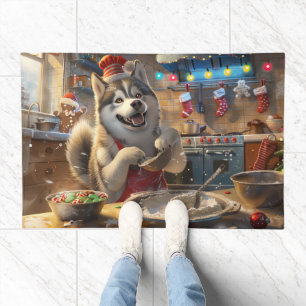 Alaskan Malamute Holiday Baking: Festive Christmas Doormat