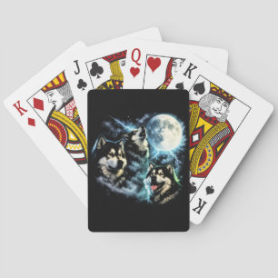 Alaskan Malamute Howling at the Moon Arctic Dog Poker Cards