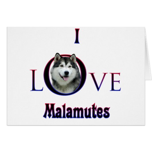 Alaskan Malamute I Love Cards (Front Horizontal)