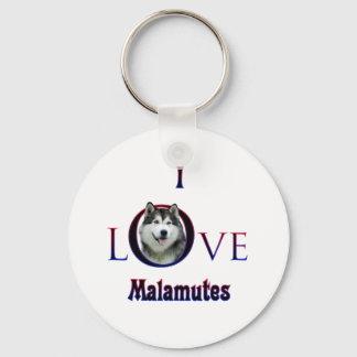 Alaskan Malamute I Love Keychain
