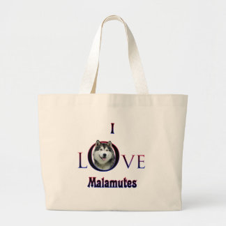 Alaskan Malamute I Love Large Tote Bag