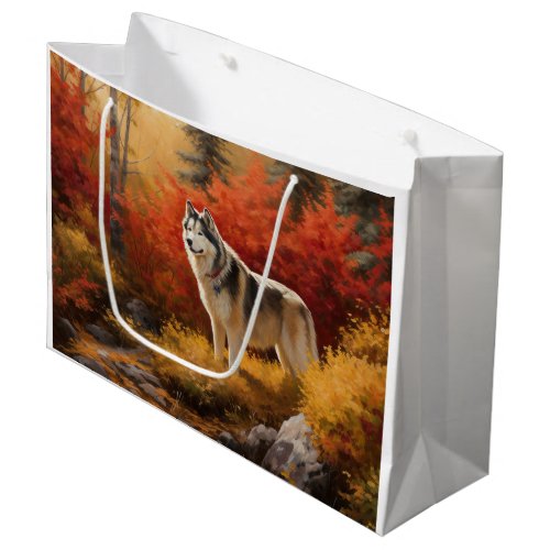 Alaskan Malamute  in Autumn Leaves Fall Inspired  Large Gift Bag