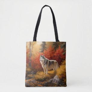 Alaskan Malamute  in Autumn Leaves Fall Inspired  Tote Bag
