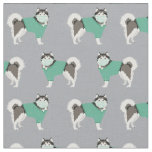 alaskan malamute in scrubs grey fabric