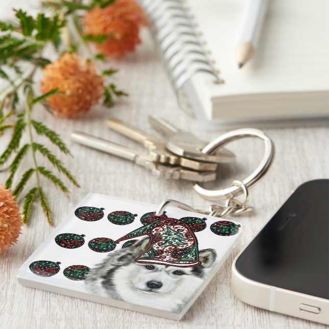 Alaskan Malamute   Keychain (Front Right)