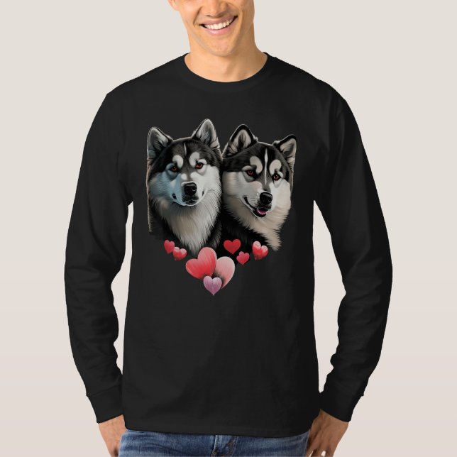 Alaskan Malamute Love Heart on Alaskan Malamute   T-Shirt (Front)