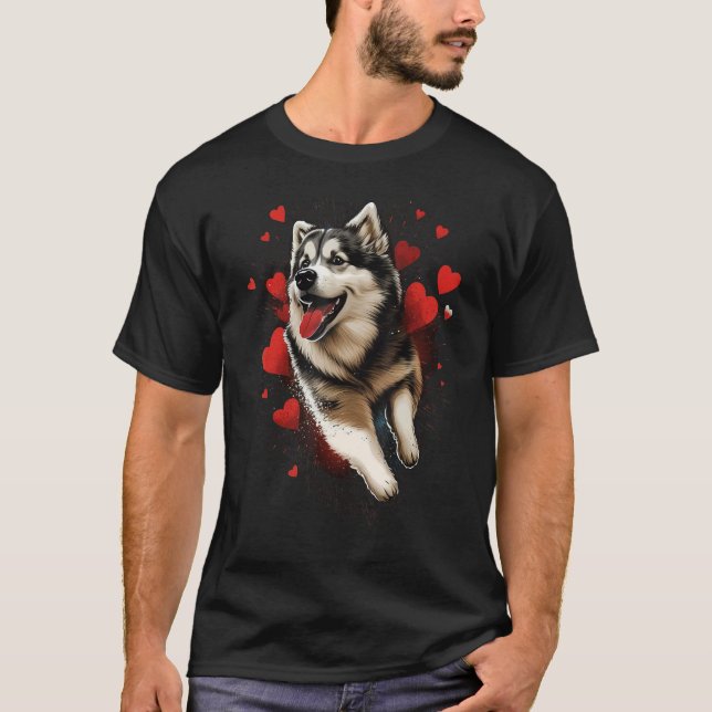 Alaskan Malamute Love Heart on Alaskan Malamute T-Shirt (Front)