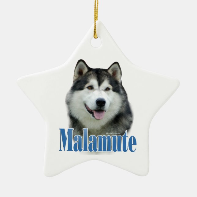 Alaskan Malamute Name Keychain Ceramic Ornament (Front)