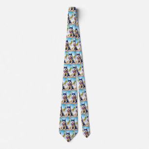 Alaskan Malamute on Beach, summer gift Neck Tie