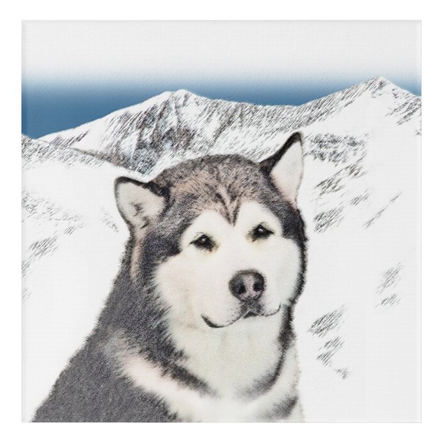 Alaskan Malamute Painting - Cute Original Dog Art (Front)