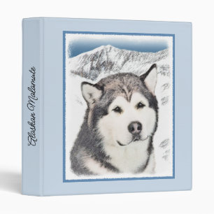 Alaskan Malamute Painting - Cute Original Dog Art 3 Ring Binder