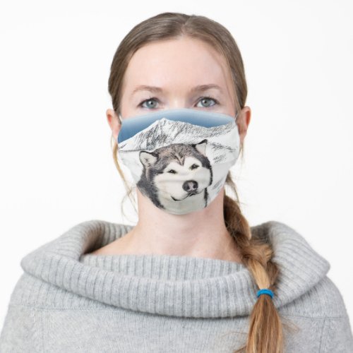 Alaskan Malamute Painting _ Cute Original Dog Art Adult Cloth Face Mask