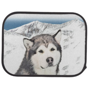 Alaskan Malamute Painting - Cute Original Dog Art Car Mat
