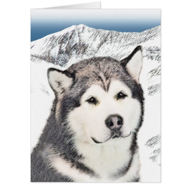 Alaskan Malamute Painting - Cute Original Dog Art Card (Front)