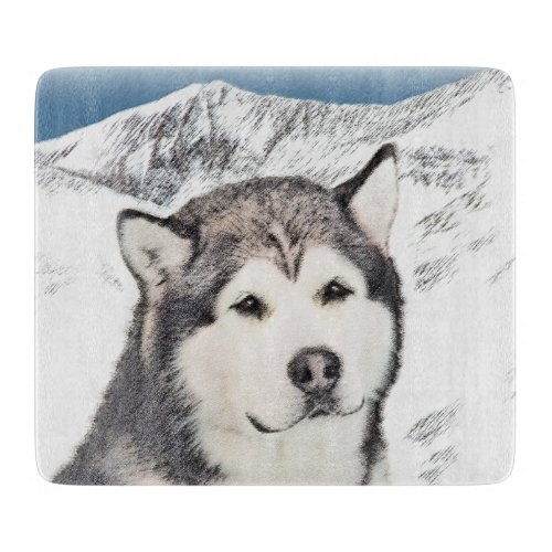 Alaskan Malamute Painting _ Cute Original Dog Art Cutting Board