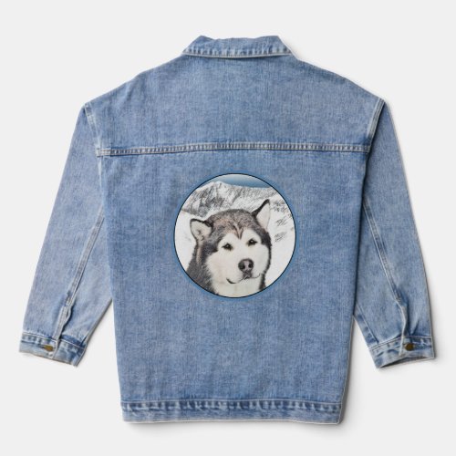 Alaskan Malamute Painting _ Cute Original Dog Art Denim Jacket