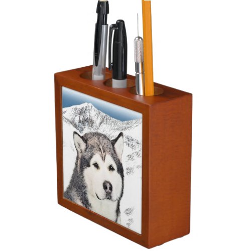 Alaskan Malamute Painting _ Cute Original Dog Art Desk Organizer