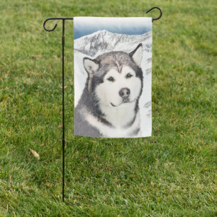 Alaskan Malamute Painting - Cute Original Dog Art Garden Flag