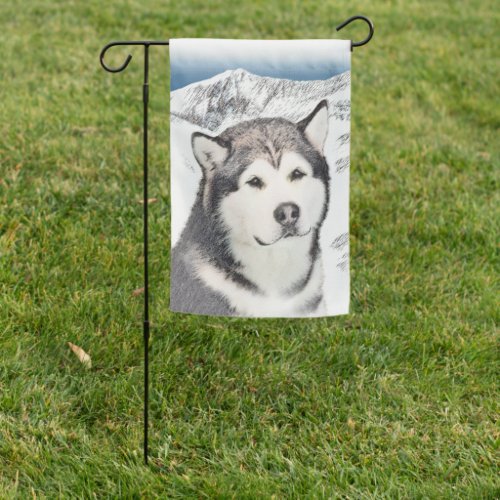 Alaskan Malamute Painting _ Cute Original Dog Art Garden Flag