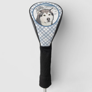 Alaskan Malamute Painting - Cute Original Dog Art Golf Head Cover