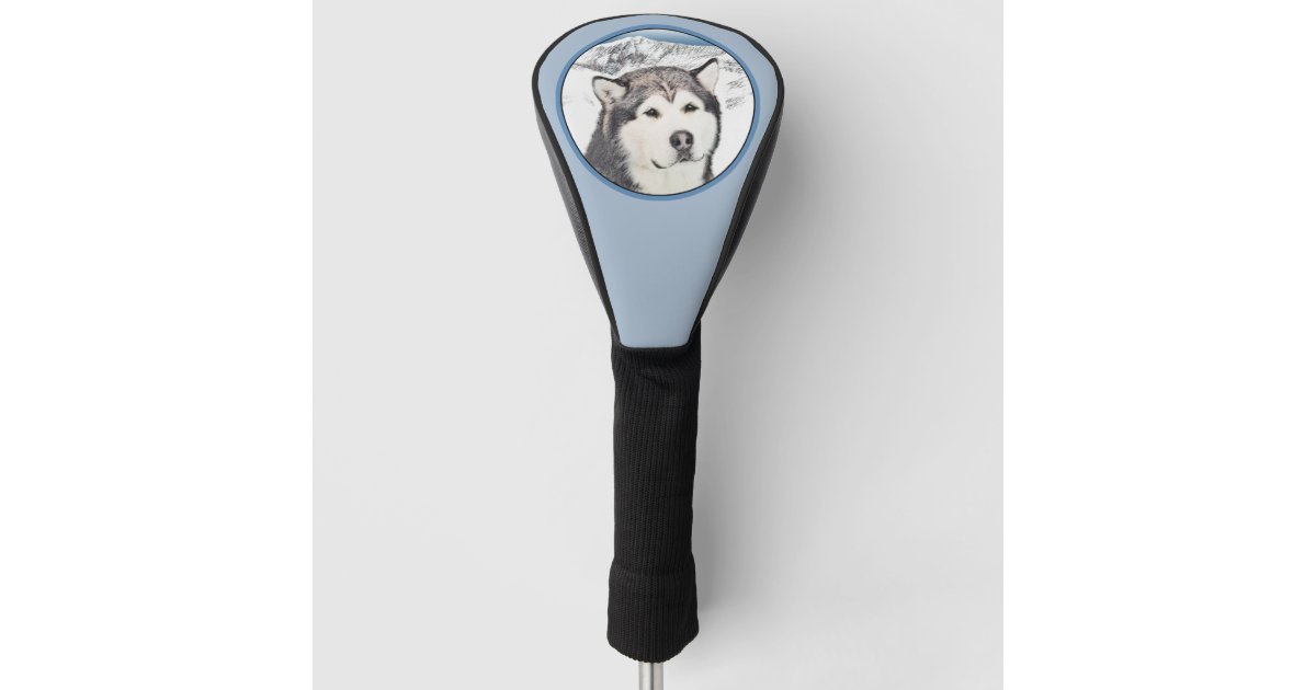 Alaskan Malamute Painting Cute Original Dog Art Golf Head Cover