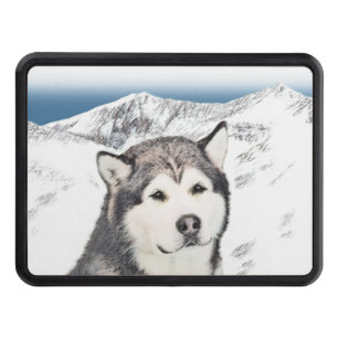 Alaskan Malamute Painting - Cute Original Dog Art Hitch Cover