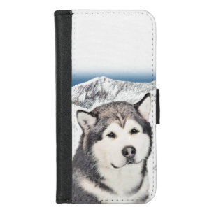 Alaskan Malamute Painting - Cute Original Dog Art iPhone 8/7 Wallet Case