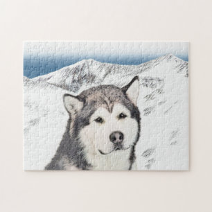 Alaskan Malamute Painting - Cute Original Dog Art Jigsaw Puzzle