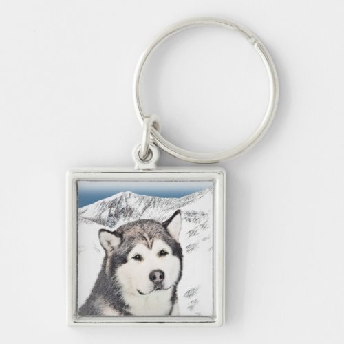 Alaskan Malamute Painting _ Cute Original Dog Art Keychain