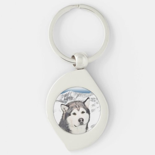 Alaskan Malamute Painting _ Cute Original Dog Art Keychain