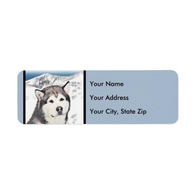 Alaskan Malamute Painting - Cute Original Dog Art Label (Front)