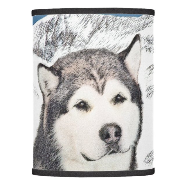 Alaskan Malamute Painting - Cute Original Dog Art Lamp Shade (Front)