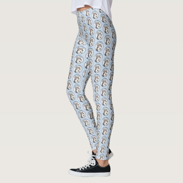 Alaskan Malamute Painting - Cute Original Dog Art Leggings (Left)