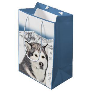 Alaskan Malamute Painting - Cute Original Dog Art Medium Gift Bag