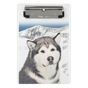 Alaskan Malamute Painting - Cute Original Dog Art Mini Clipboard