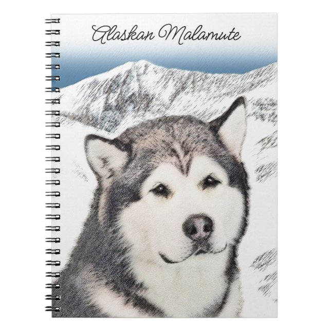 Alaskan Malamute Painting - Cute Original Dog Art Notebook (Front)