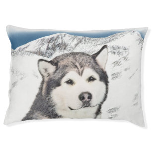 Alaskan Malamute Painting - Cute Original Dog Art Pet Bed