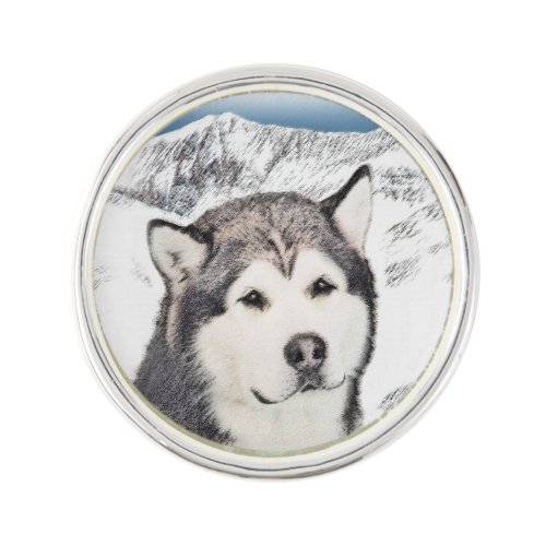 Alaskan Malamute Painting _ Cute Original Dog Art Pin