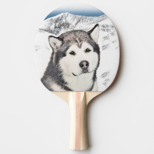 Alaskan Malamute Painting - Cute Original Dog Art Ping-Pong Paddle