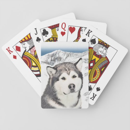 Alaskan Malamute Painting _ Cute Original Dog Art Playing Cards