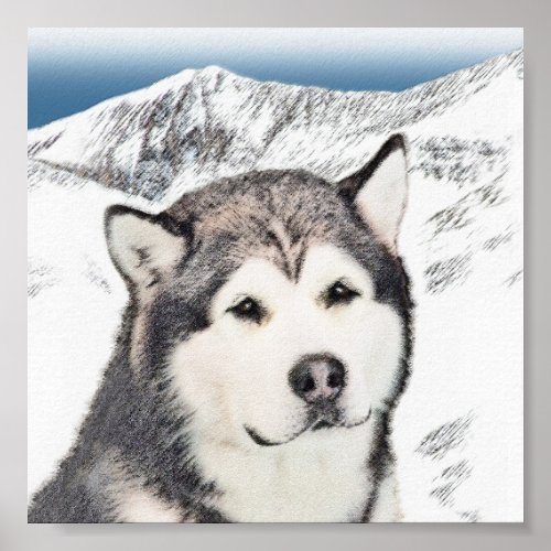 Alaskan Malamute Painting _ Cute Original Dog Art Poster