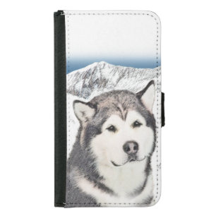 Alaskan Malamute Painting - Cute Original Dog Art Samsung Galaxy S5 Wallet Case
