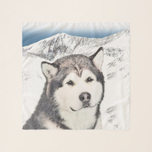 Alaskan Malamute Painting - Cute Original Dog Art Scarf