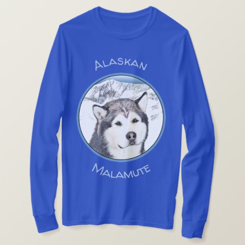 Alaskan Malamute Painting _ Cute Original Dog Art T_Shirt