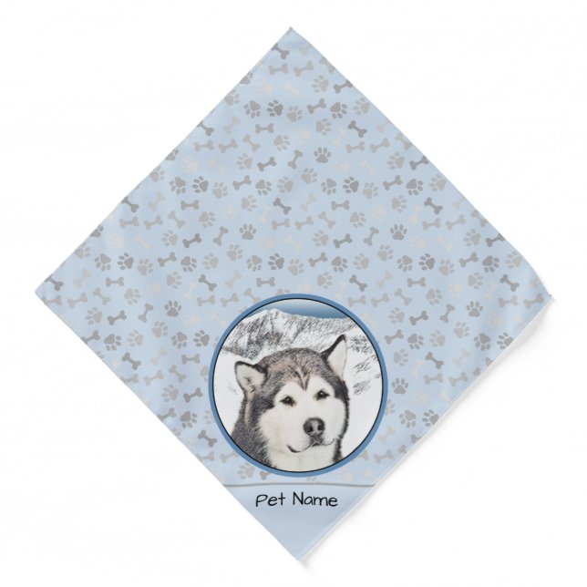 Alaskan Malamute Painting Mal Mally Sled Dog Art Bandana (Front)