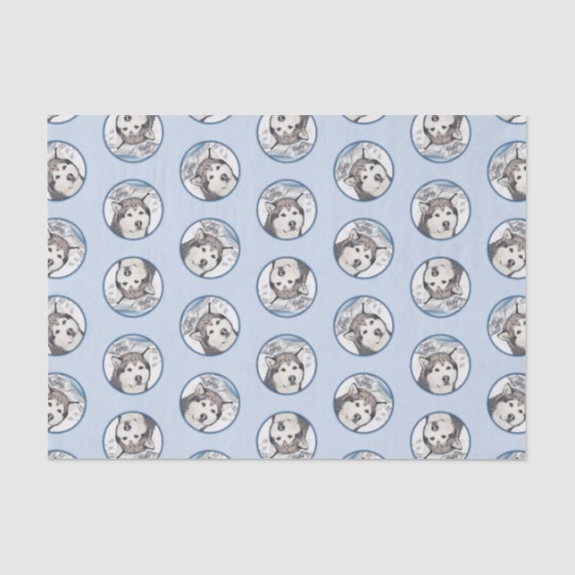Alaskan Malamute Painting Mal Mally Sled Dog Art Tissue Paper (Front)