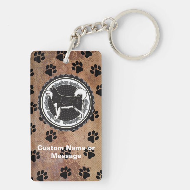 Alaskan Malamute Paws Dog Breed Lover Custom Name Keychain (Back)