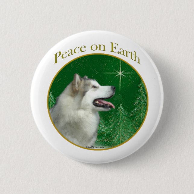 Alaskan Malamute Peace Button (Front)